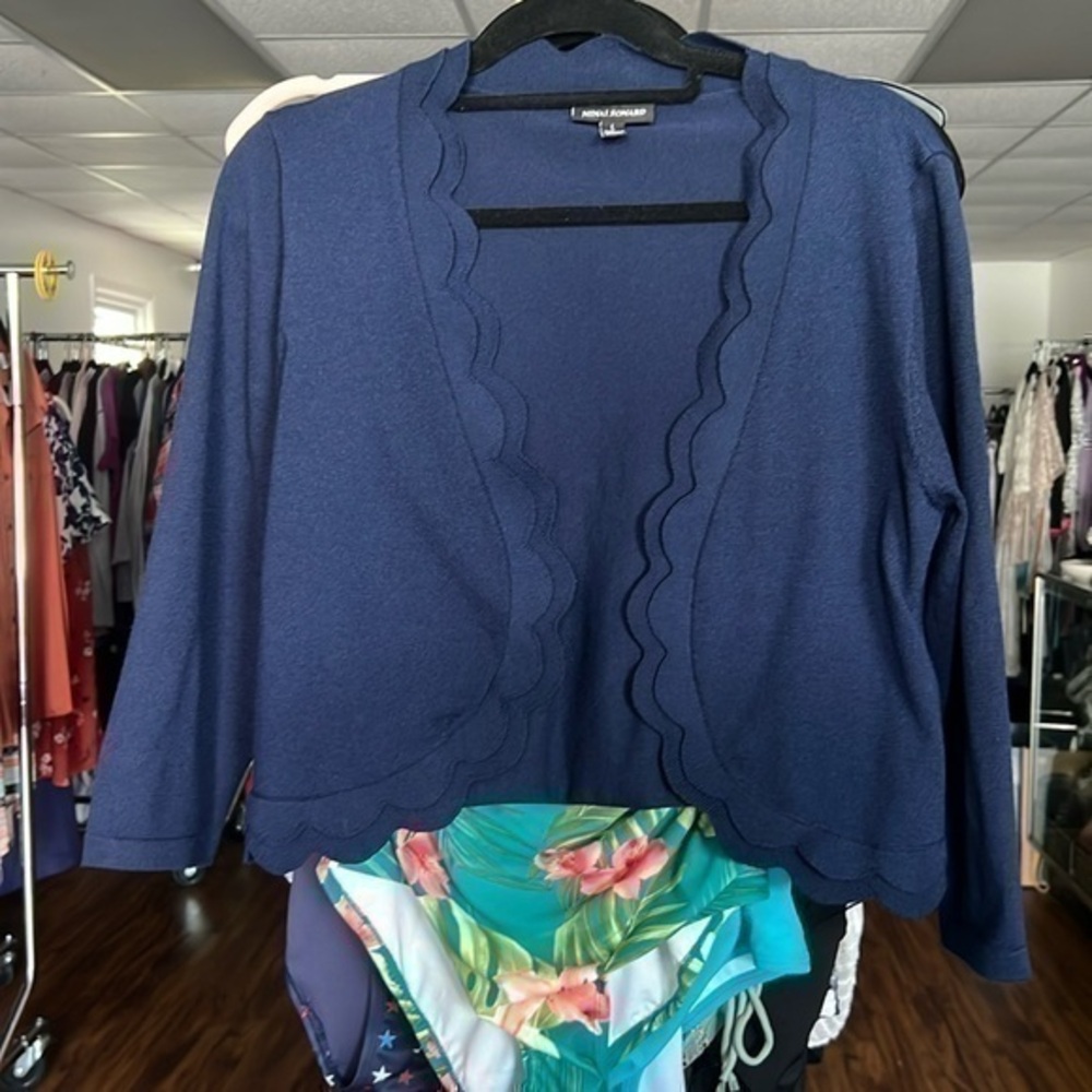Nina Leonard size large blue open shrug